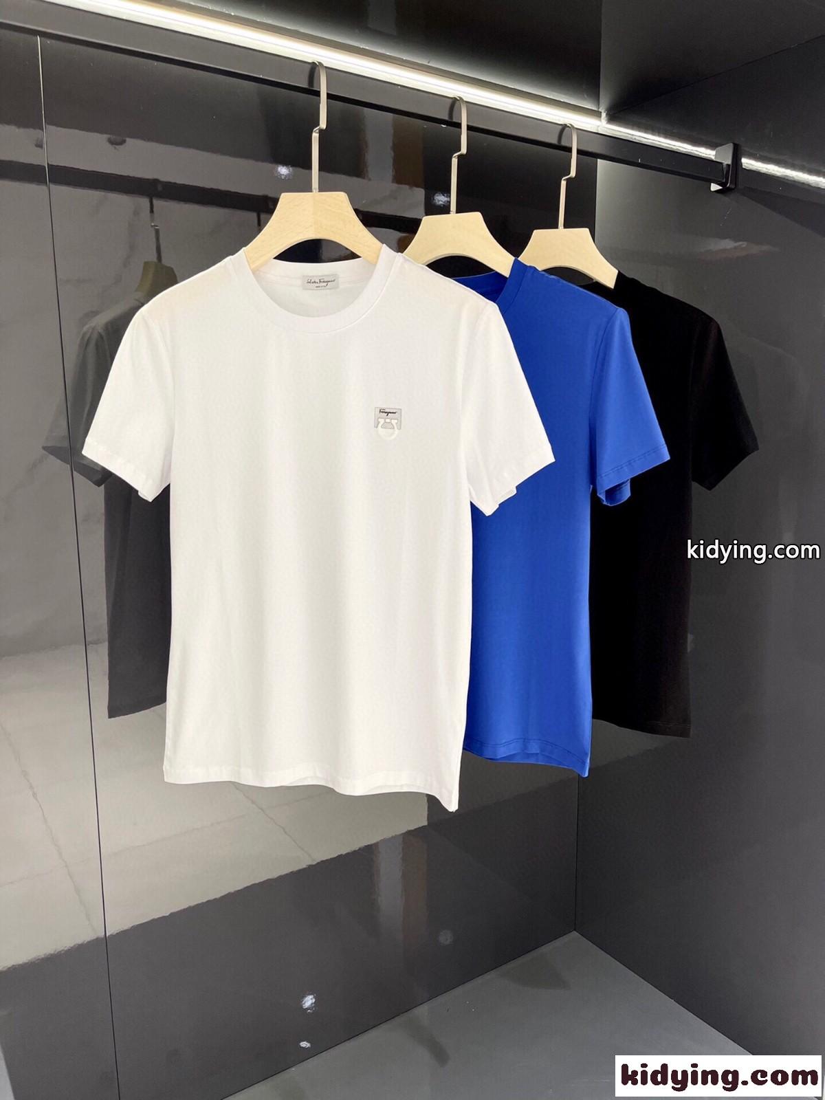 ベーシック ラウンドネック 人気 3色あり サルヴァトーレ・フェラガモ 半袖tシャツ コピー カジュアル-1