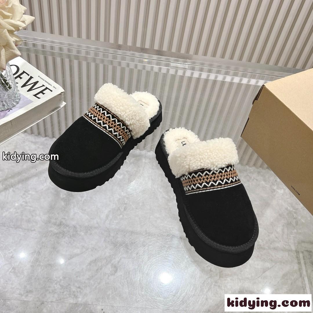 アグ サンダル スーパーコピー 秋冬 カジュアル スエード ムートン スリッパ UGG ブラック-1