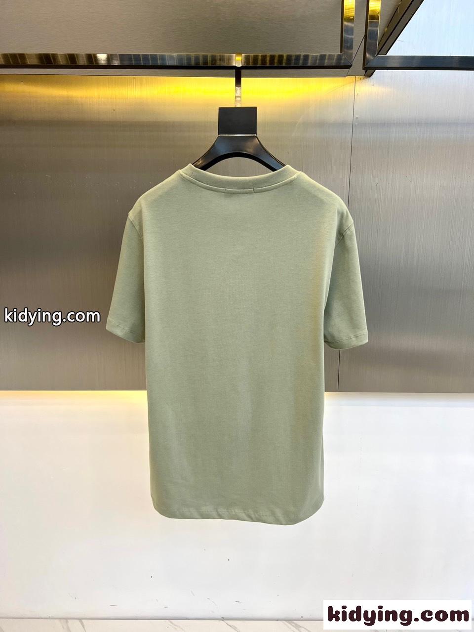 シンプル ロゴ入り コットン 半袖Tシャツ プラダ Tシャツ コピー グリーン-4