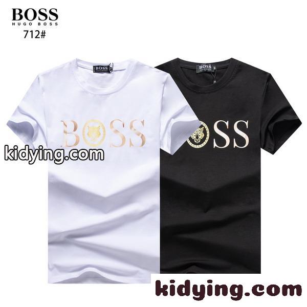 定番 人気 クルック ヒューゴ・ボス Tシャツ コピー 半袖 ロゴ 快適 着心地いい トップス ホワイト ブラック-1