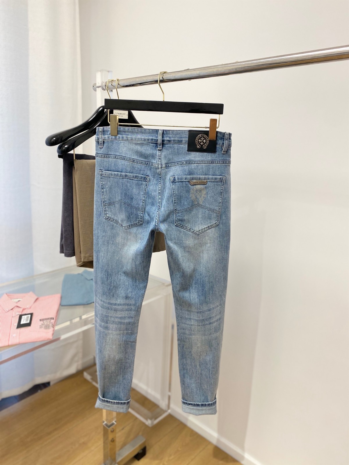 定番 カジュアル ストレッチ デニムパンツ クロムハーツ ジーンズ コピー メンズ-3