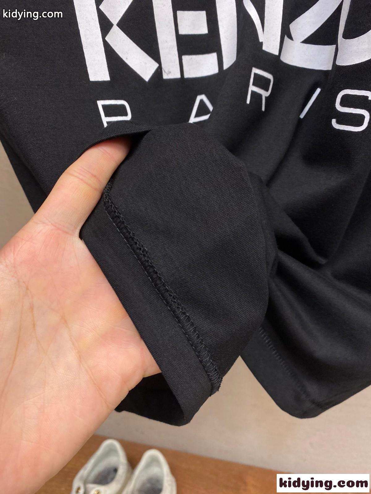 ユニセックス 快適 コットン 半袖Tシャツ ケンゾー Tシャツ コピー クルーネック ブラック-3