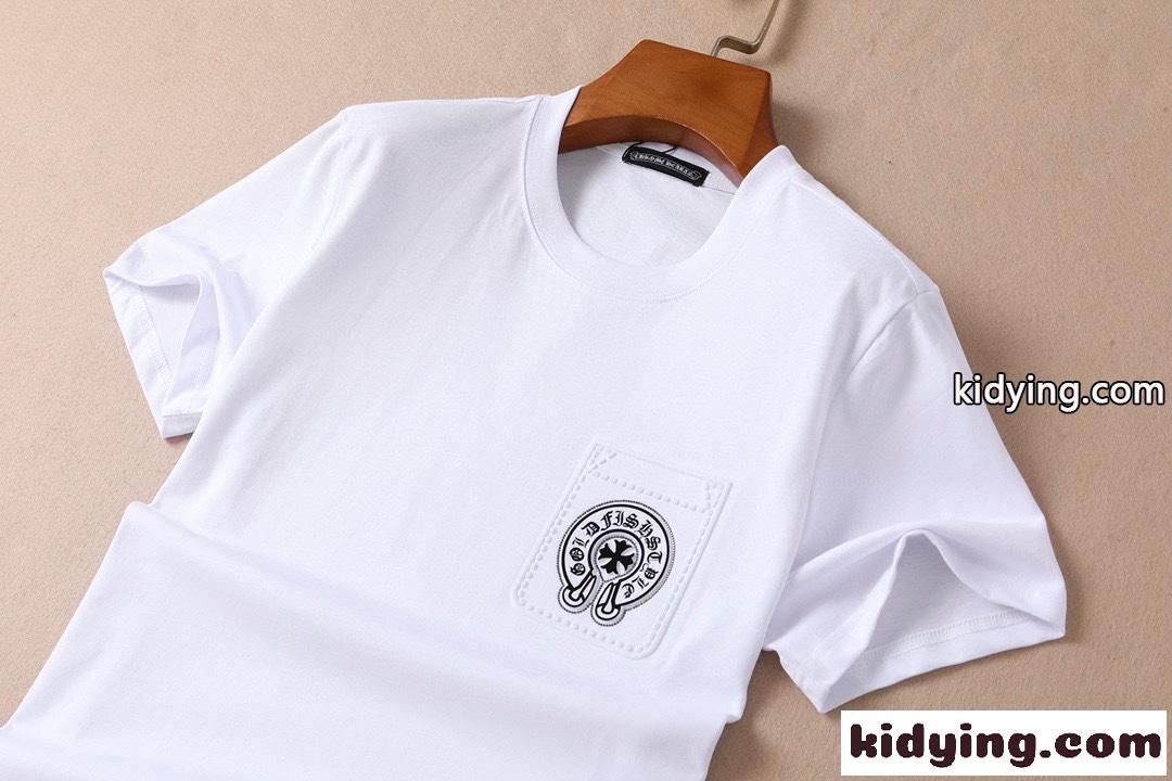 柔らかい 着心地いい カジュアル クルーネック ロゴ クロムハーツ 半袖Tシャツ コピー 合わせやすい 人気 オシャレ-3