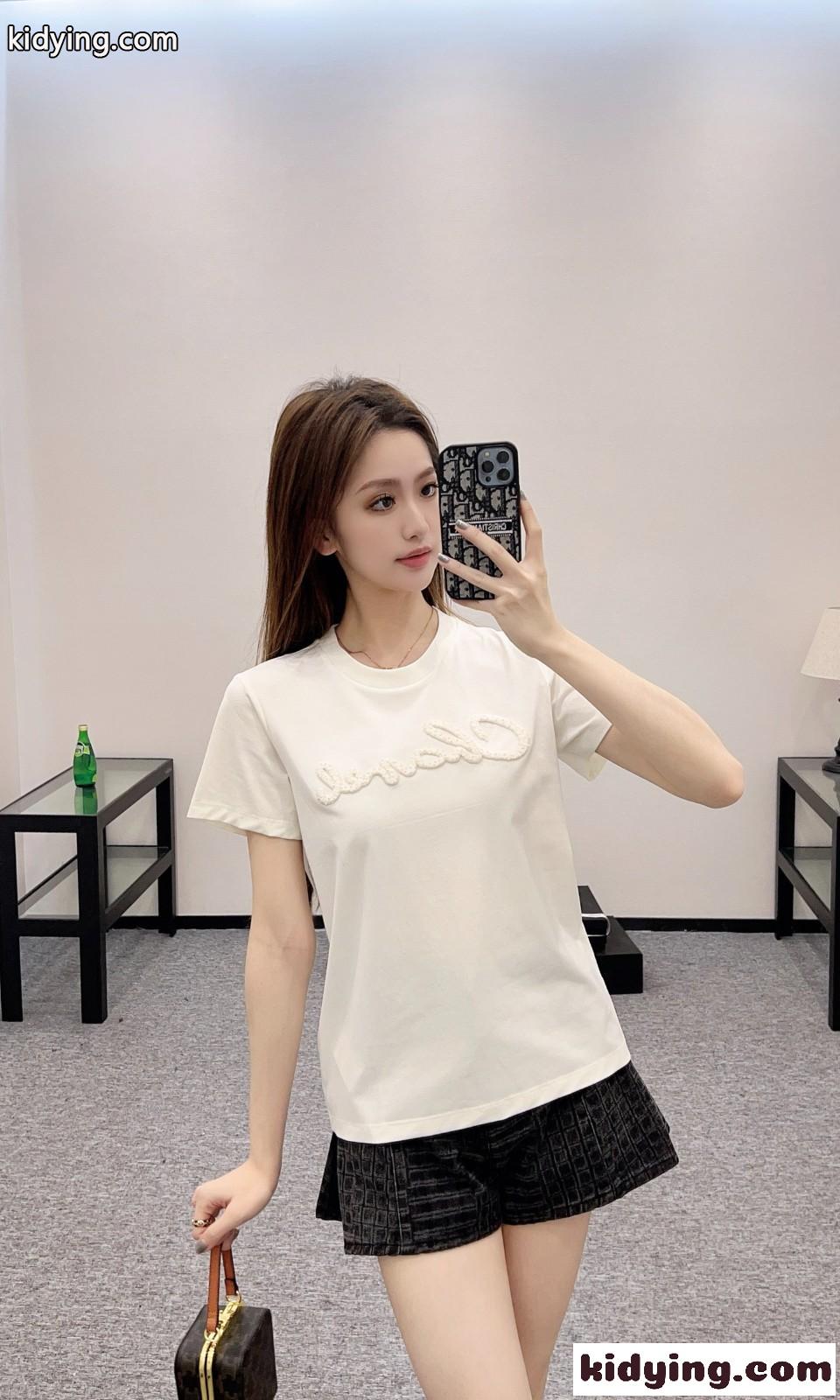シンプル ロゴ入り コットン 半袖Tシャツ シャネル Tシャツ コピー ホワイト-4