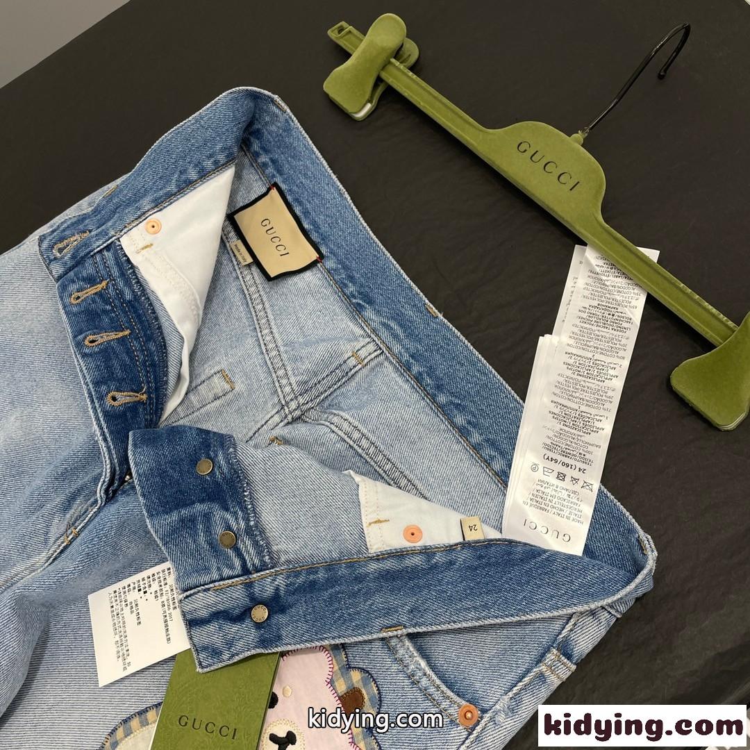 アニマル 刺繍入り デニムパンツ グッチ ジーンズ コピー レディース-3