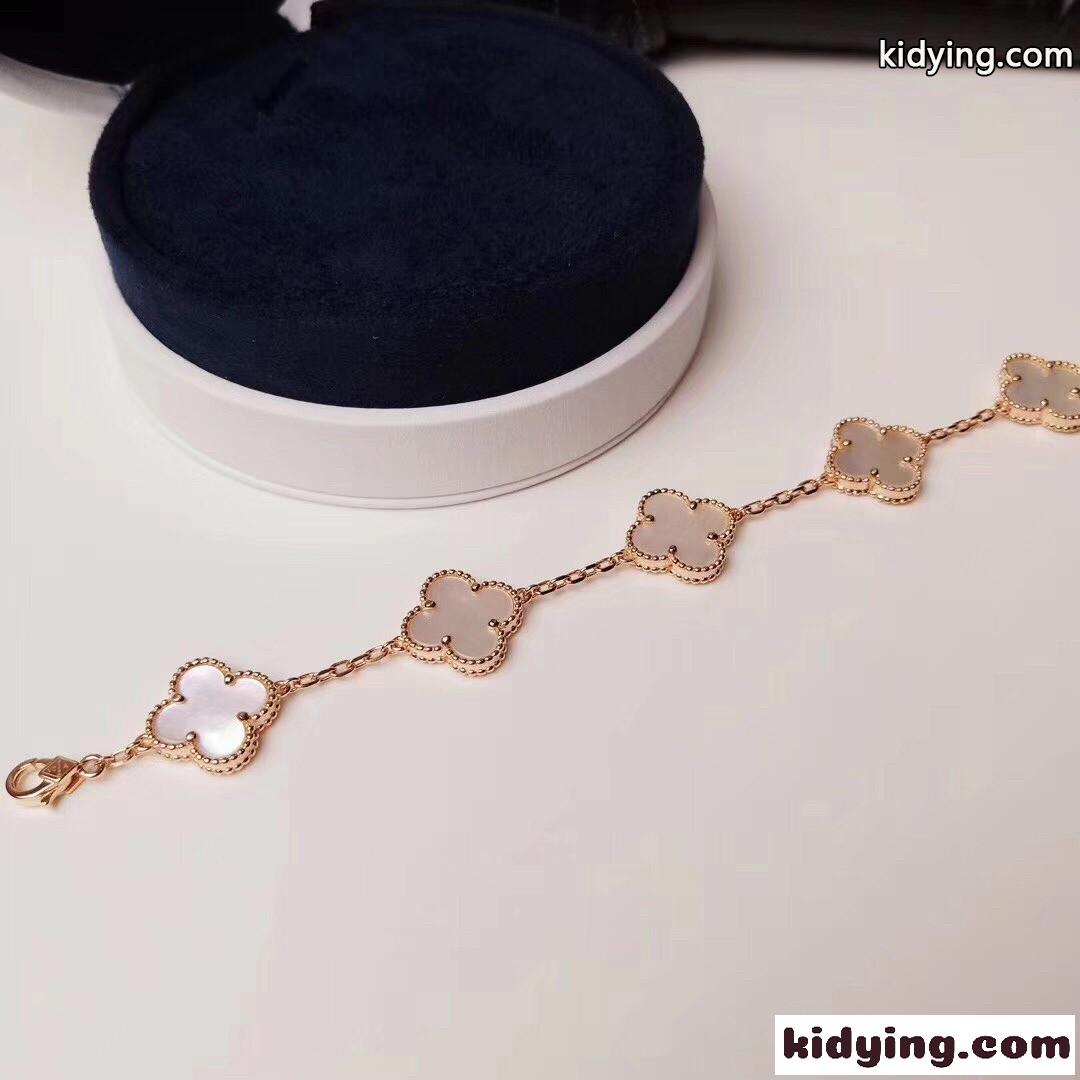 クラシック 人気 四つ葉のクローバー ヴァンクリーフ&アーペル ブレスレット コピー 18k メッキ 5モチーフ レディース-3