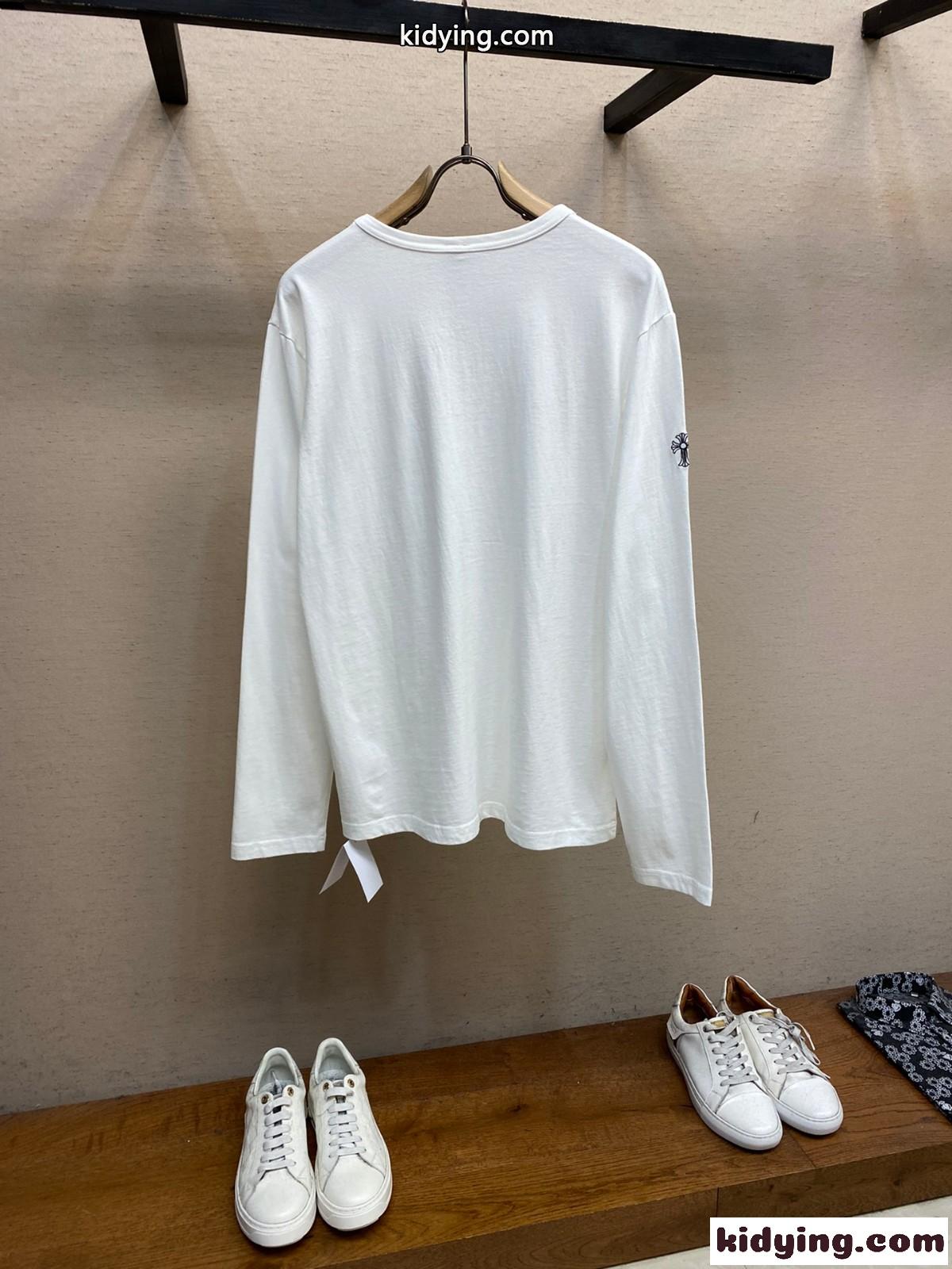 クロムハーツ Tシャツ コピー シンプル 合わせやすい クルーネック 長袖Tシャツ ホワイト-1