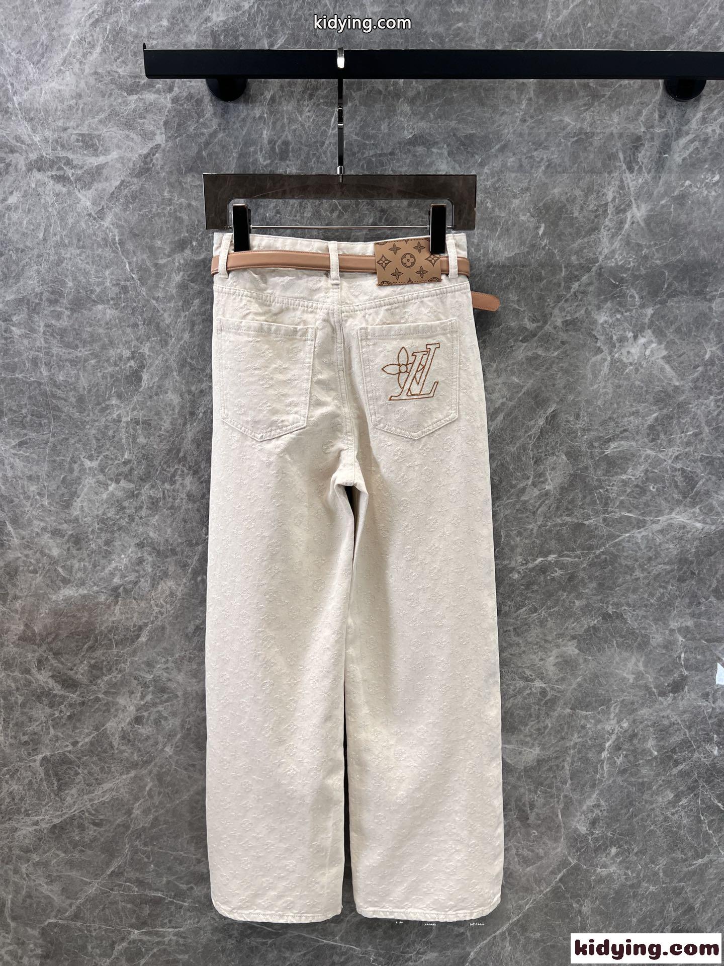 ロゴジャガード ストレートデニムパンツ ルイ・ヴィトン ジーンズ コピー レディース-2
