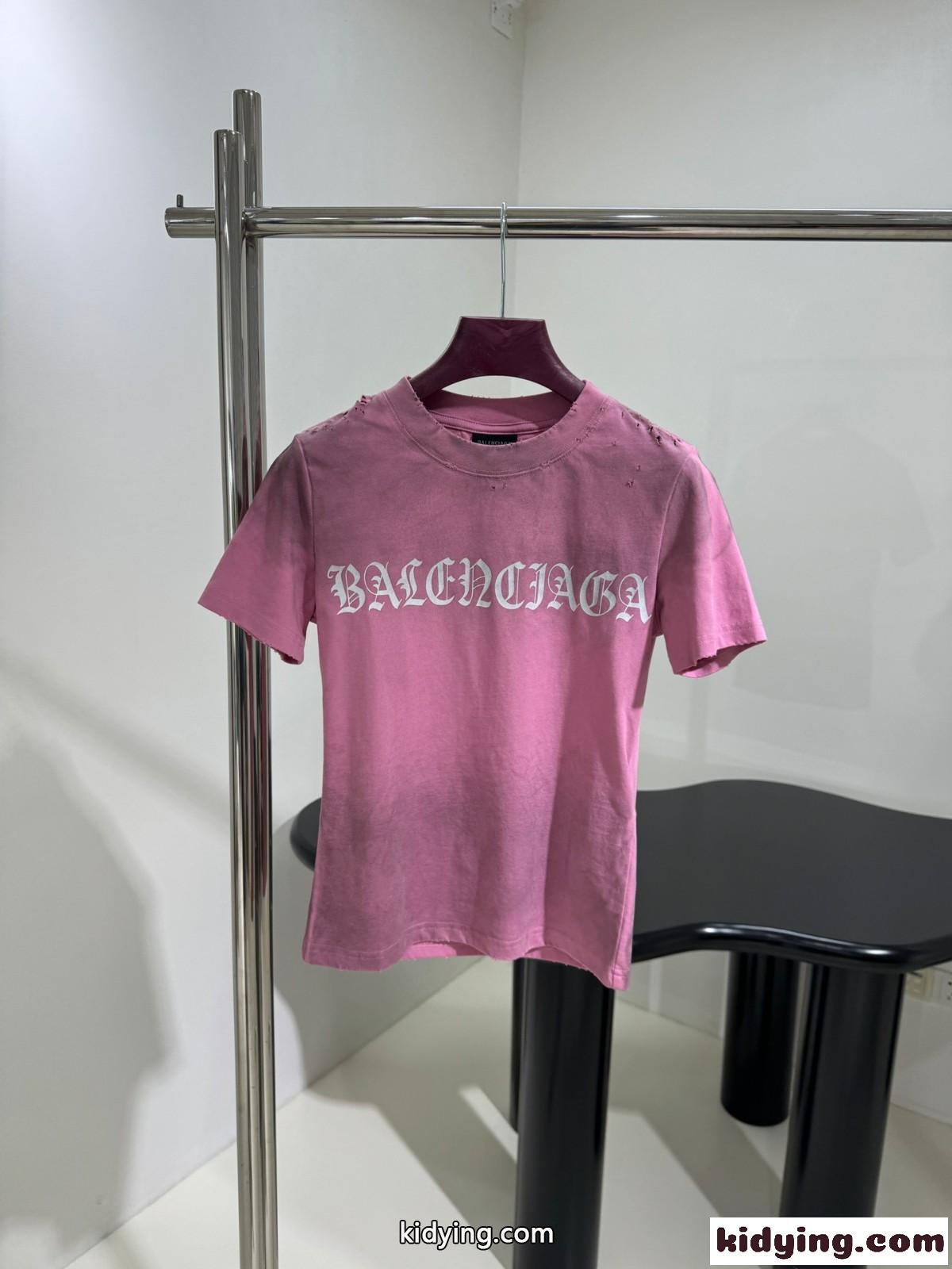 GOTHIC TYPE SHRUNK 半袖Tシャツ バレンシアガ Tシャツ コピー ピンク-0