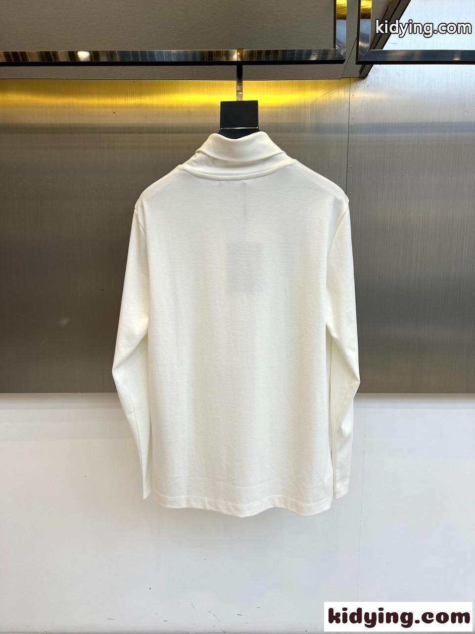シンプル タートルネック ロングスリーブTシャツ エルメネジルド・ゼニア Tシャツ 偽物 ホワイト-3