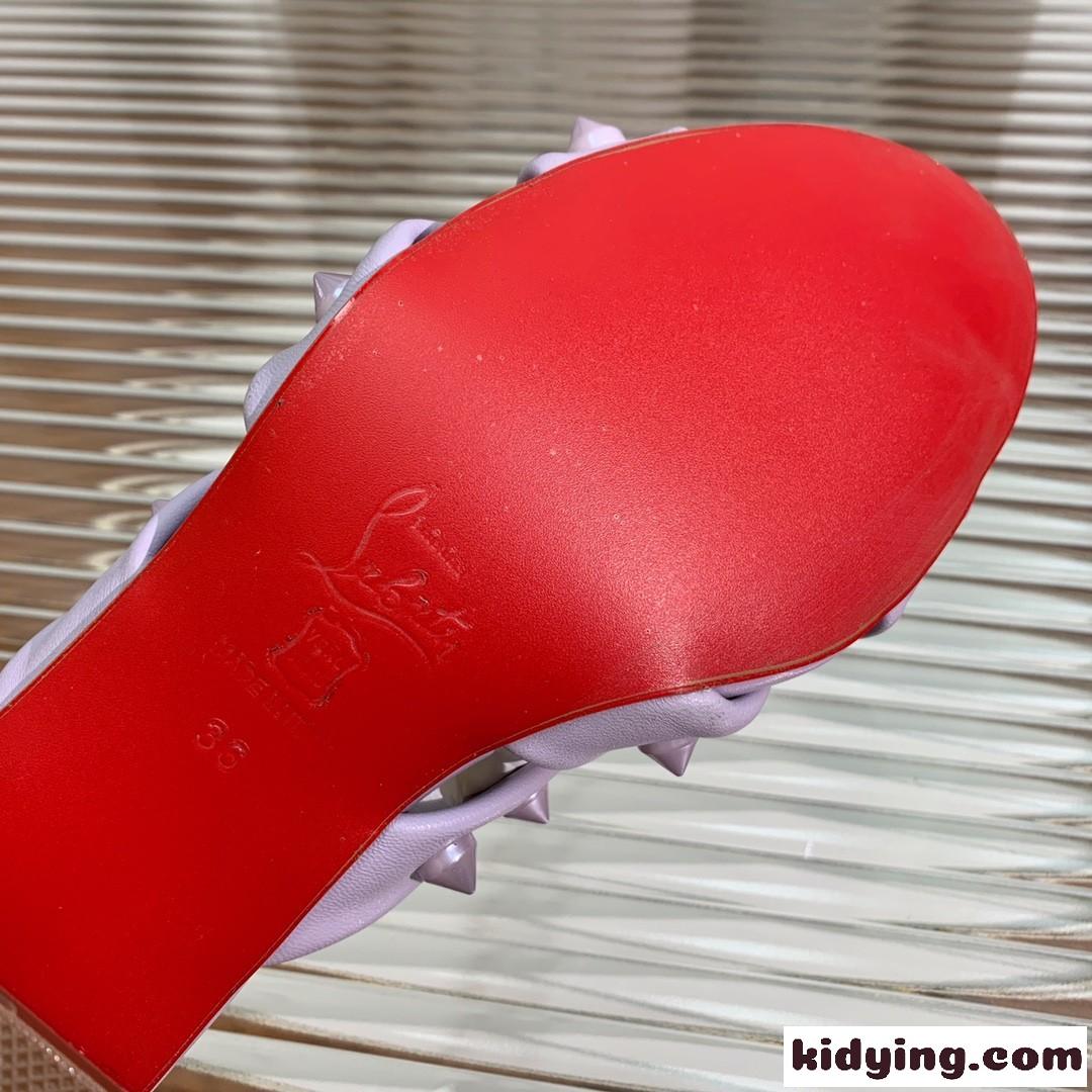 人気 5.5cm Spika Club レディース ミュールサンダル クリスチャン・ルブタン サンダル コピー パープル-4