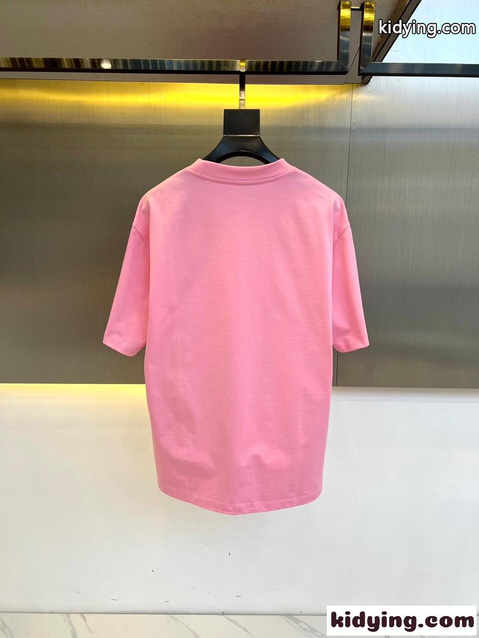 シンプル モンクレール Tシャツ コピー クルーネック 半袖Tシャツ ピンク-3
