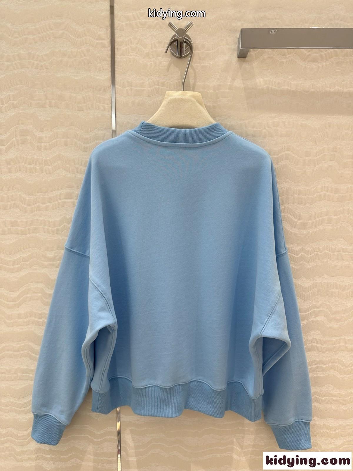 エンブロイダリー コットンジャージー スウェットシャツ グッチ Tシャツ コピー ブルー-4