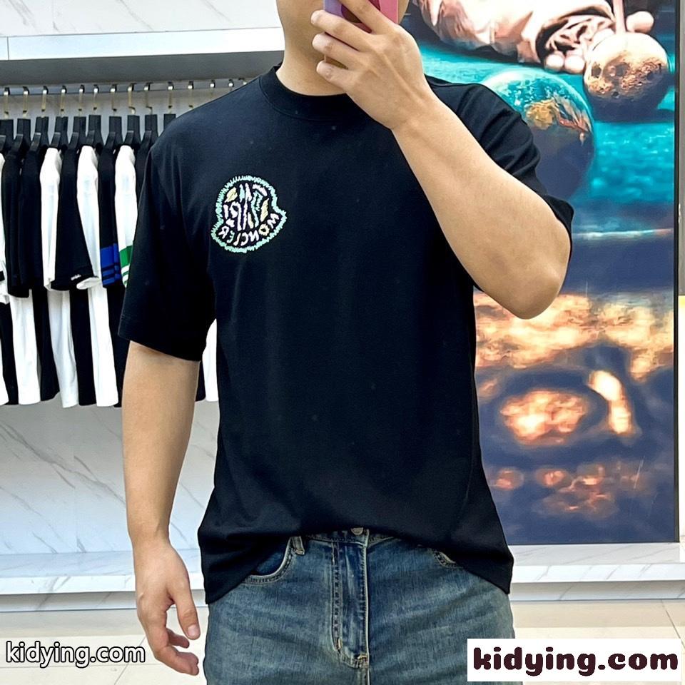 モンクレール Tシャツ コピー 定番 ロゴ クルーネック コットン 半袖Tシャツ ブラック-2