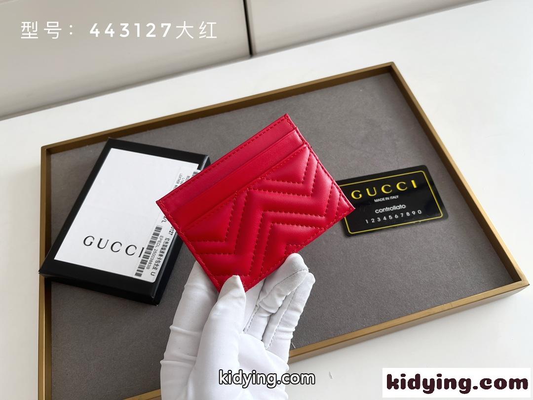 GGマーモント カードケース グッチ 財布 コピー キルティング 薄型カード入れ レッド-1