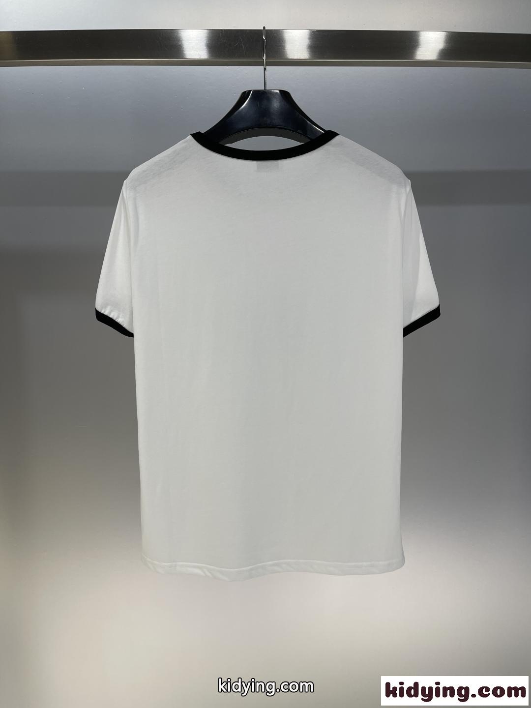 カジュアル コットン 半袖Tシャツ セリーヌ Tシャツ コピー クルーネック ホワイト-4