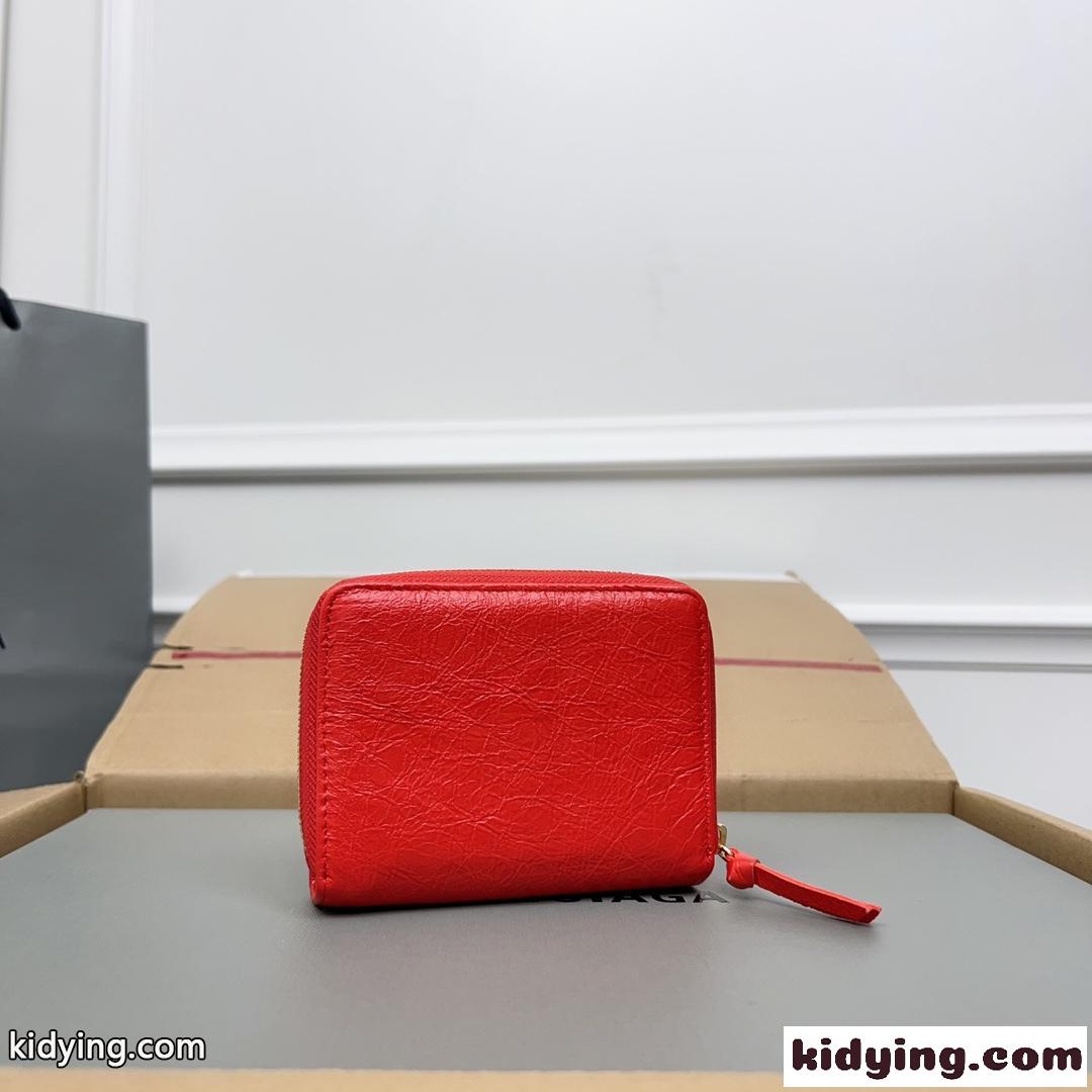 上品 高級感 コンパクトウォレット バレンシアガ 財布 コピー 二つ折り財布 レッド-0