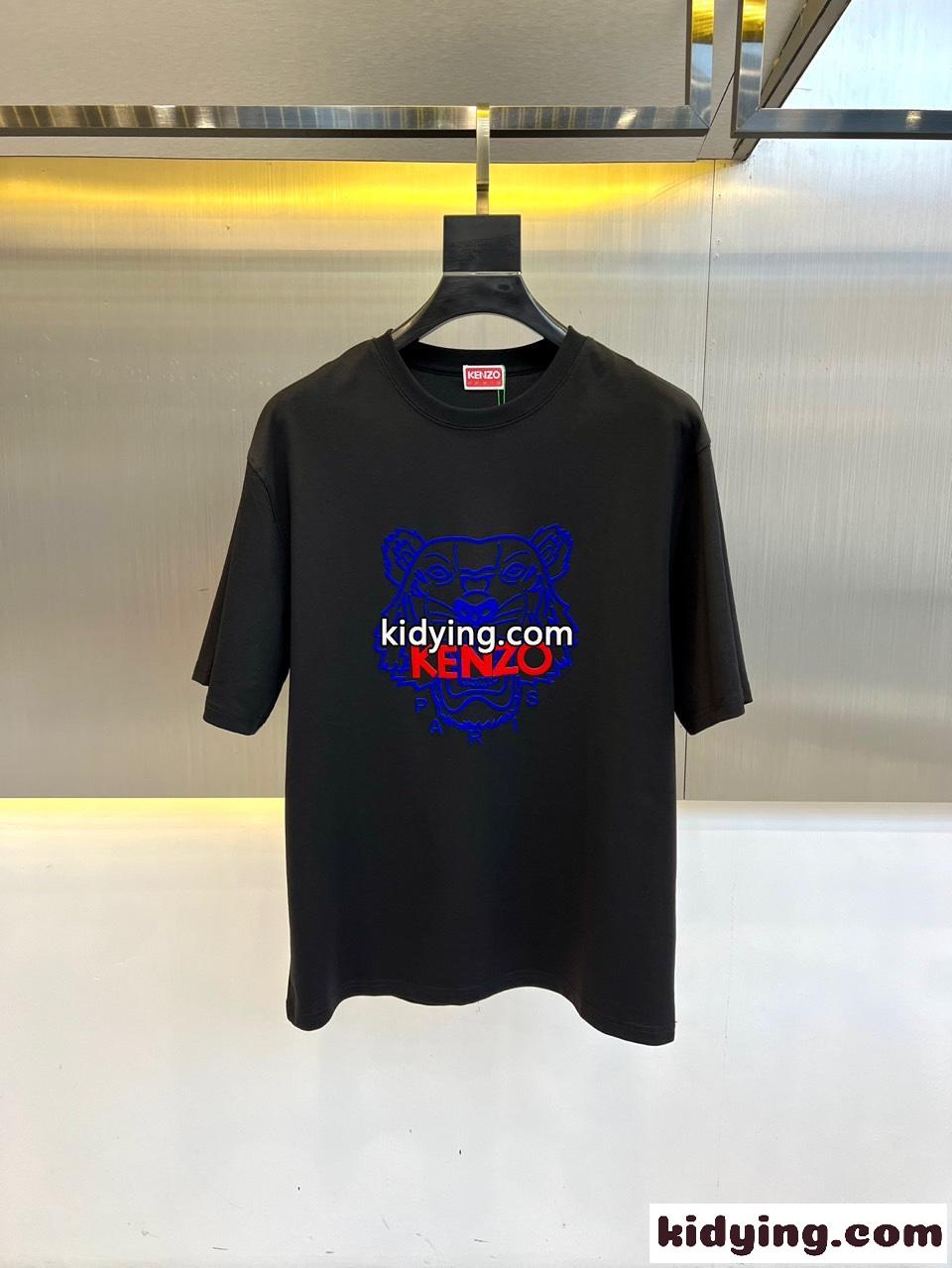 カジュアル ロゴ コットン 半袖Tシャツ ケンゾー Tシャツ コピー ブラック-0