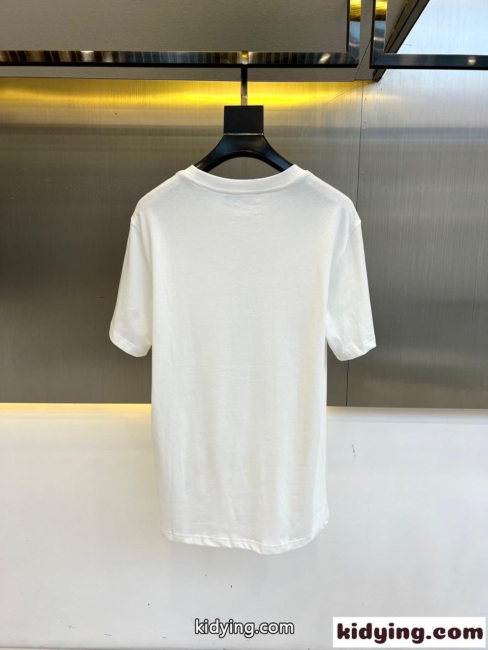 ドルチェ&ガッバーナ Tシャツ 偽物 シンプル ロゴ刺繍 クルーネック 半袖Tシャツ ホワイト-3