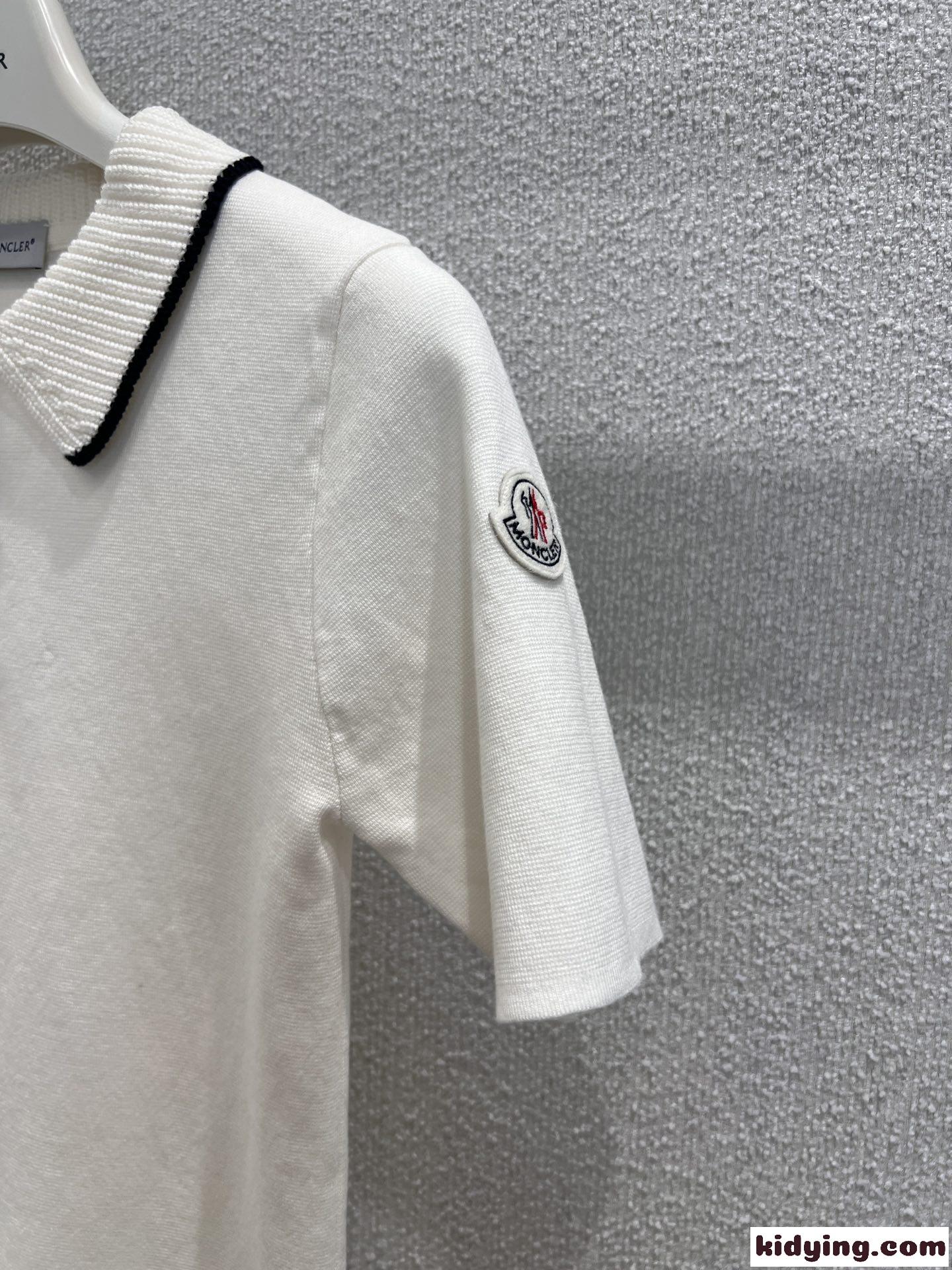 モンクレール Tシャツ 偽物 定番 コットンニットポロシャツ ホワイト-4