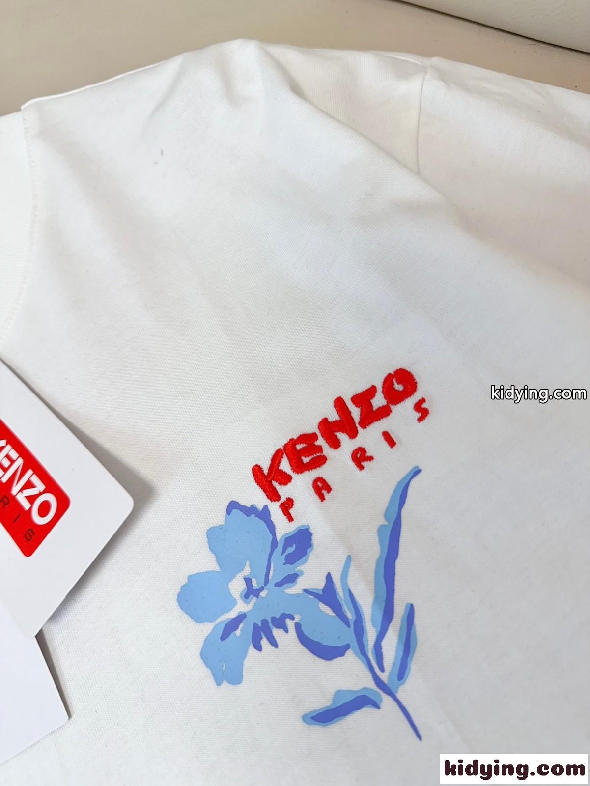 KENZO DRAWN FLOWERS 半袖Tシャツ ケンゾー Tシャツ コピー ホワイト-3