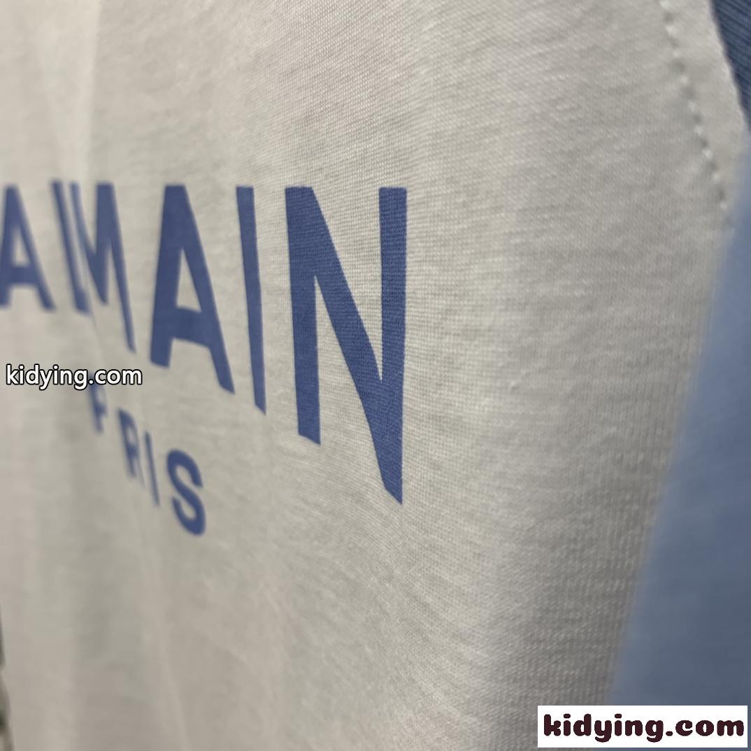 カジュアル バルマン Tシャツ コピー ロゴプリント コットン 半袖Tシャツ-1