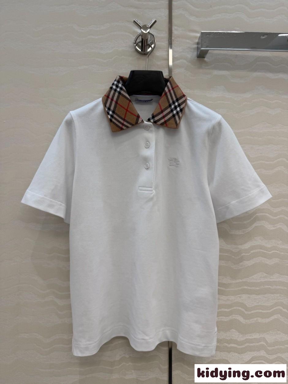 カジュアル コットン 半袖 ポロシャツ バーバリー Tシャツ コピー ホワイト-2