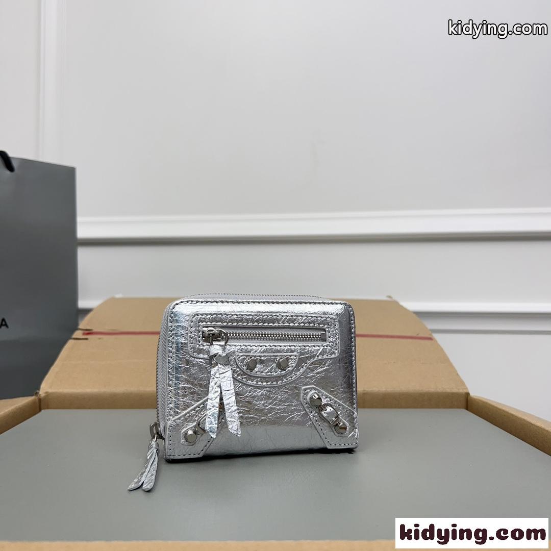 上品 高級感 コンパクトウォレット バレンシアガ 財布 コピー 二つ折り財布 シルバー-0