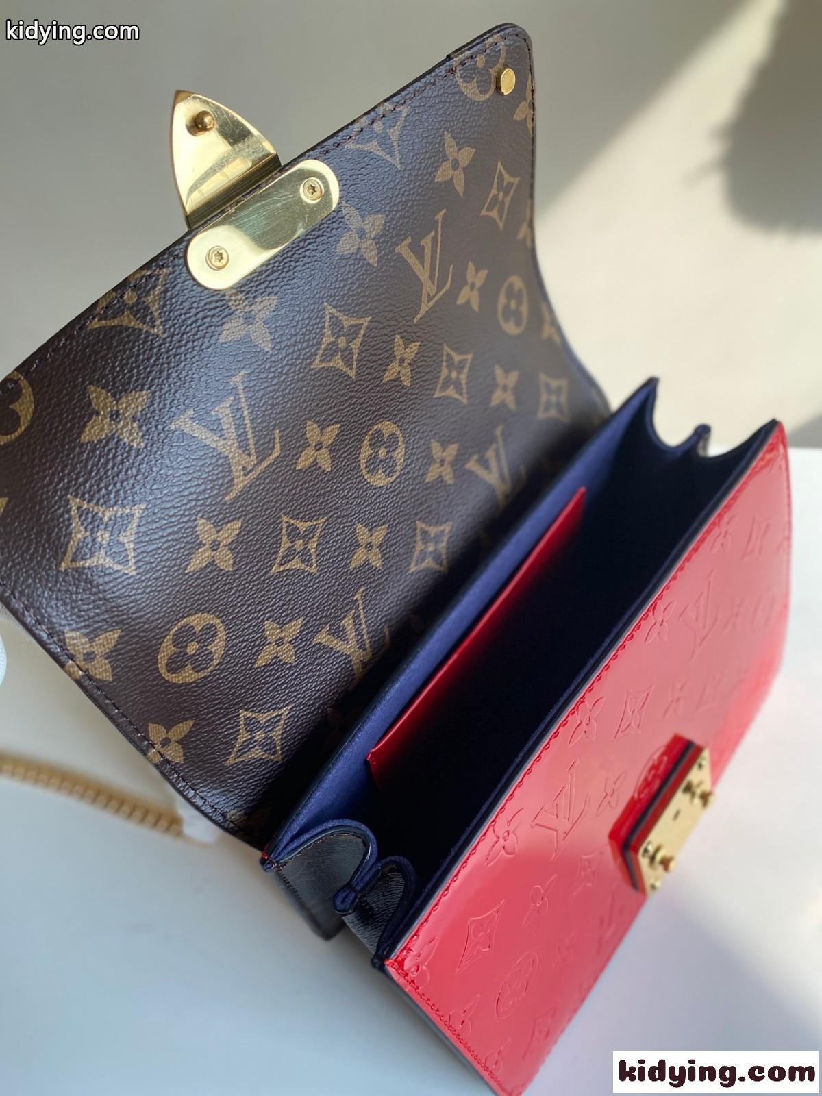 M90516 LV ルイヴィトン ワインウッド モノグラムヴェルニ バッグ スーパーコピー レッド-3