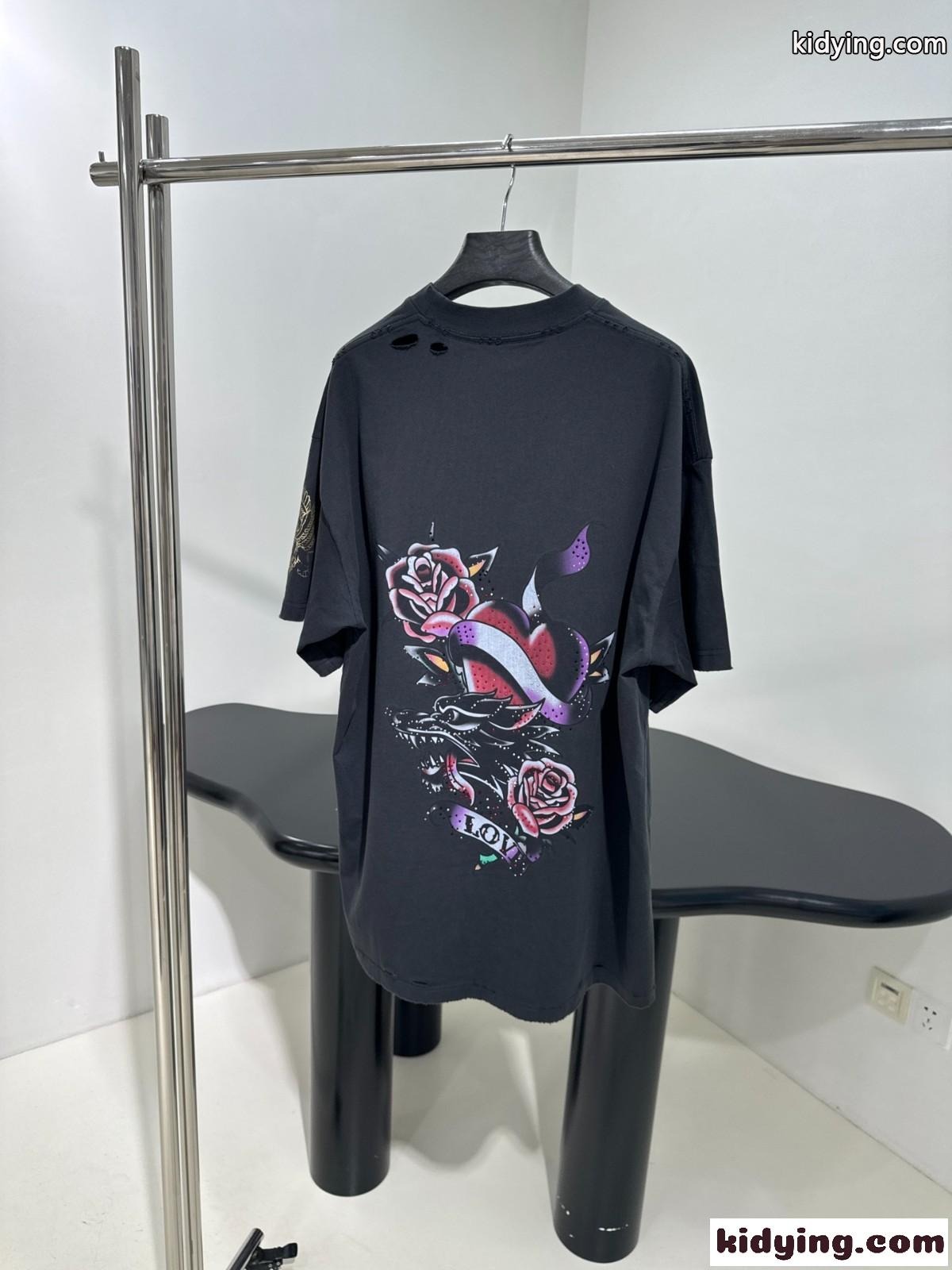 オーバーサイズ バレンシアガ TACKY TATTOO Tシャツ コピー ブラック-1