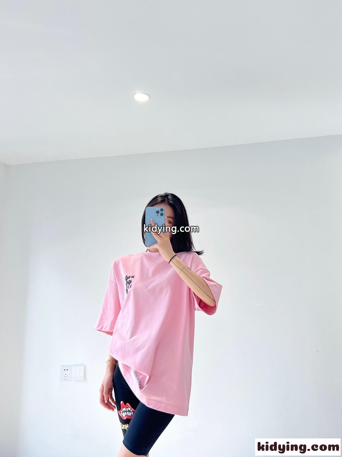 人気 オーバーサイズ 体型カバー ストリート系 プリント クロムハーツ 半袖Tシャツ コピー クルーネック着痩せ-0