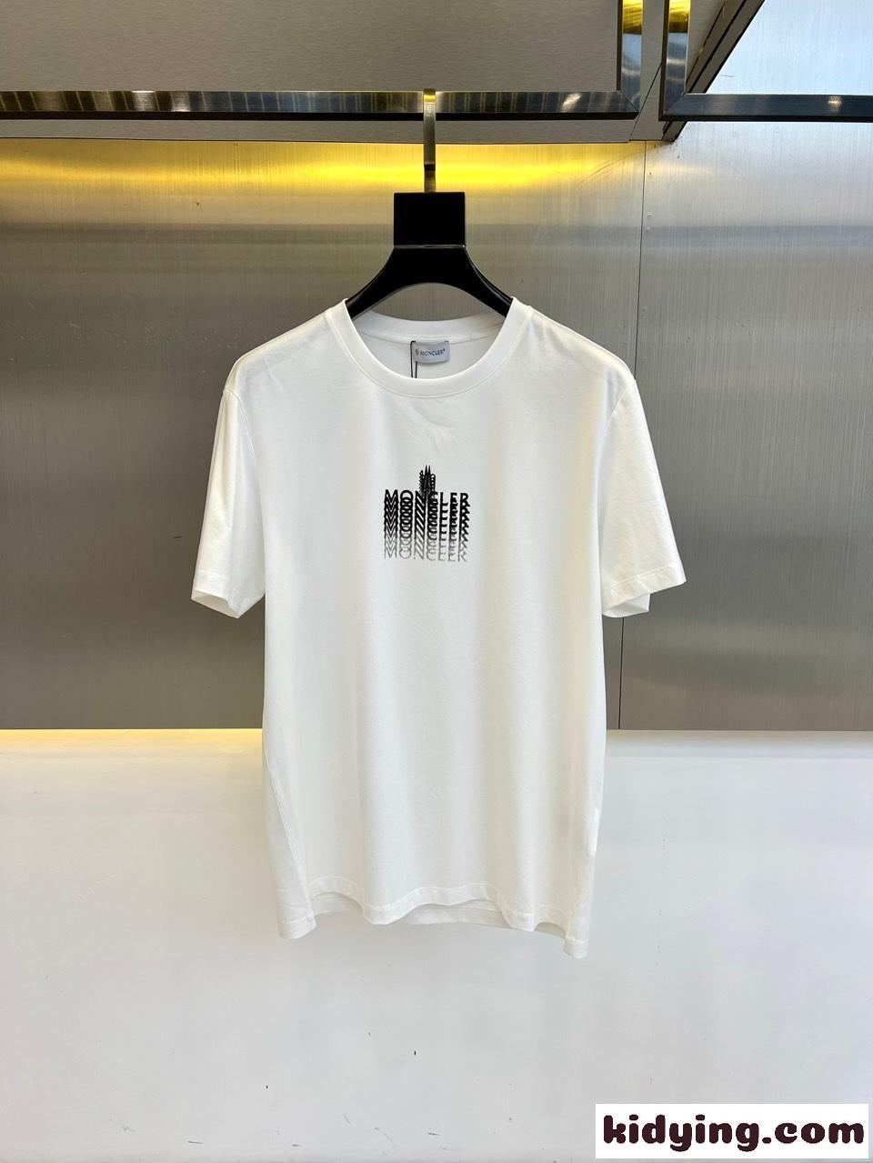 定番 カジュアル 半袖Tシャツ モンクレール Tシャツ コピー クルーネック ホワイト-0