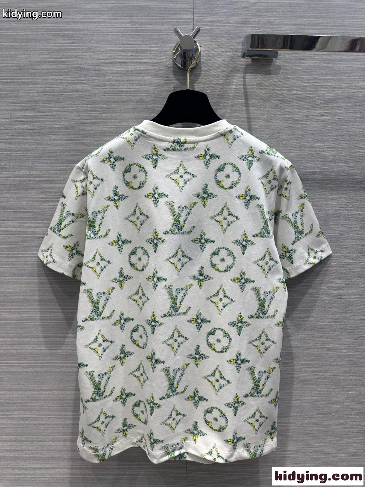 フローラルモノグラム コットン 半袖Tシャツ ルイ・ヴィトン Tシャツ コピー-4