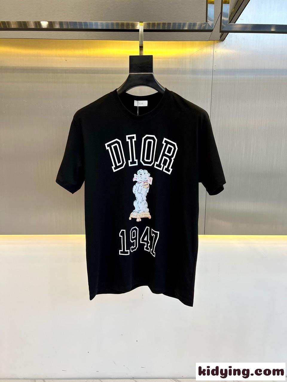 カジュアル コットン 半袖Tシャツ クリスチャン・ディオール Tシャツ コピー ブラック-0