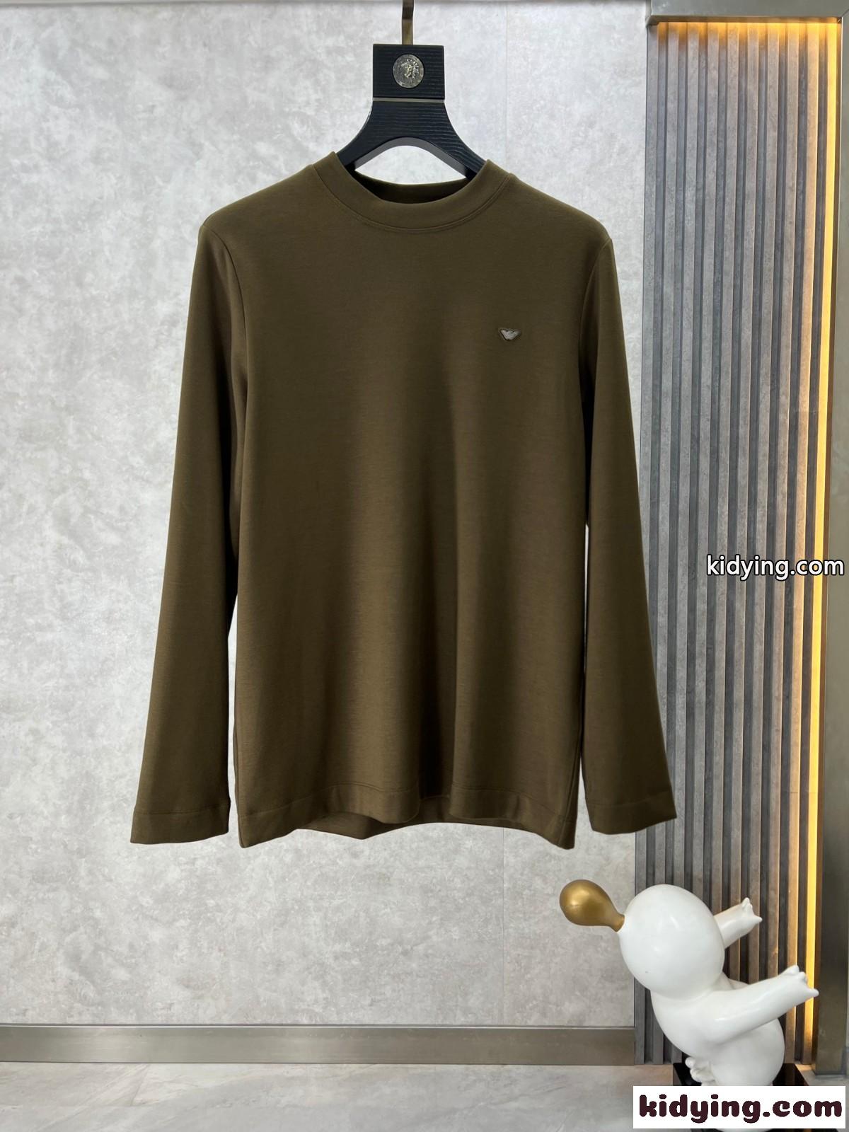 シンプル アルマーニ Tシャツ コピー 合わせやすい クルーネック 長袖Tシャツ-0