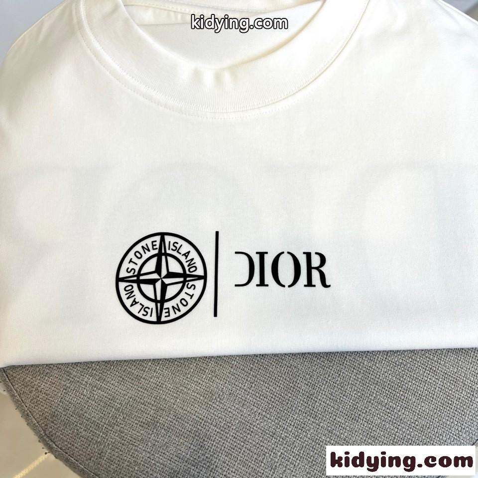シンプル ロゴプリント コットン 半袖Tシャツ クリスチャン・ディオール Tシャツ 偽物 ホワイト-1