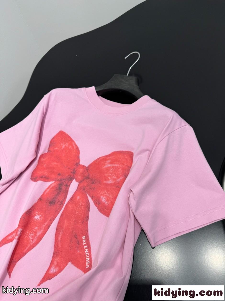 目を引く リボン 半袖Tシャツ バレンシアガ Tシャツ コピー ピンク-2