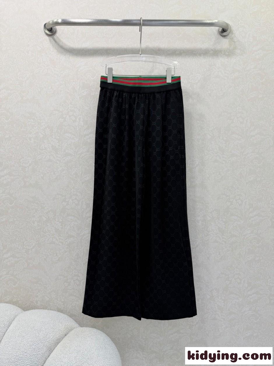 ウェブ ストライプ GGジャカード ワイドパンツ グッチ パンツ コピー ブラック-0
