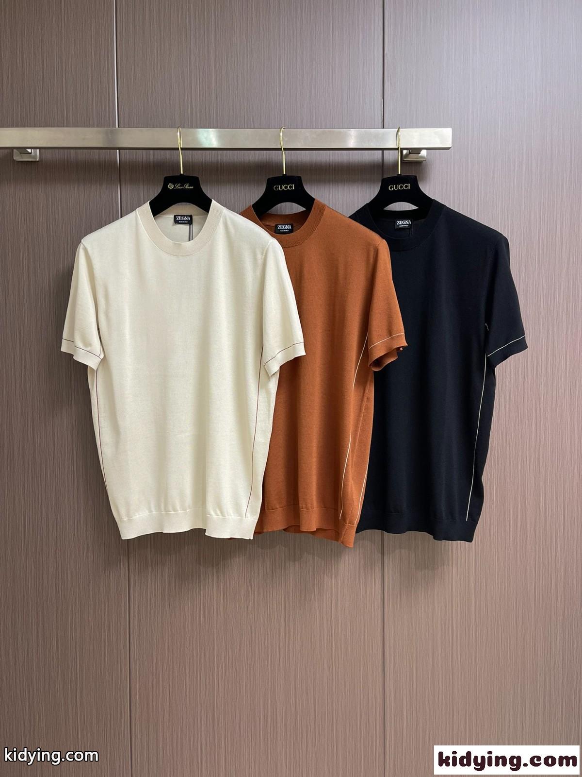 シンプル 上品 ニットTシャツ エルメネジルド・ゼニア Tシャツ コピー-0