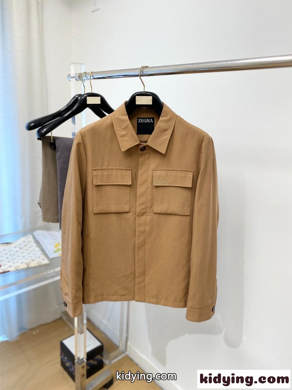 エルメネジルド・ゼニア ジャケット 偽物 シンプル カジュアル シャツジャケット キャメル-0