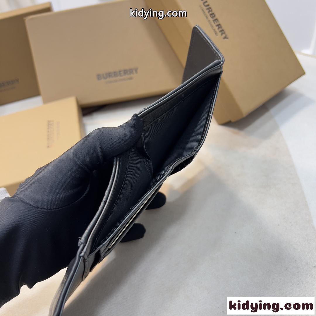 キルティング チェック バーバリー 財布 コピー コンパクト ウォレット 3つ折り財布 定番 人気 ブラック-4