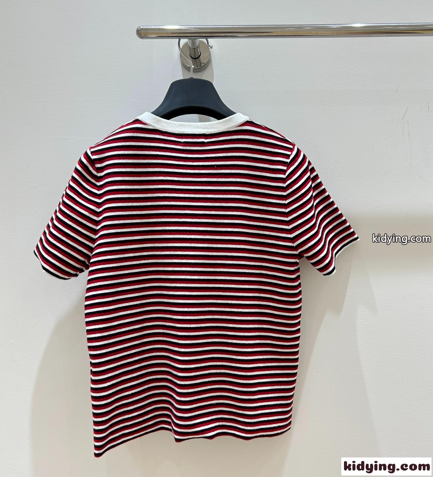 おしゃれ カジュアル ボーダー柄 半袖Tシャツ セリーヌ Tシャツ コピー コットン-1
