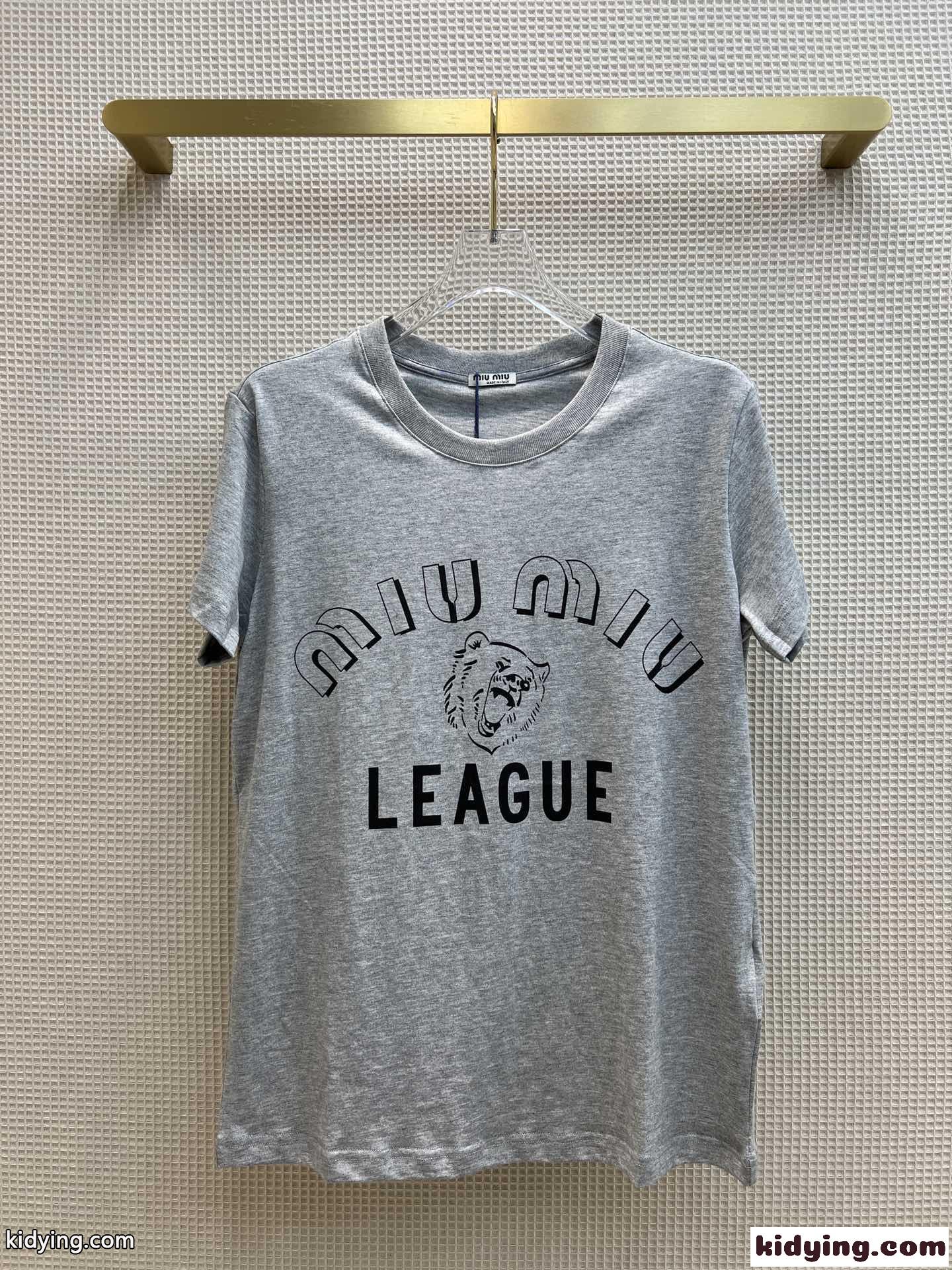 カジュアル ロゴ プリント クルーネック ミュウミュウ 半袖tシャツ コピー コットン トップス-4