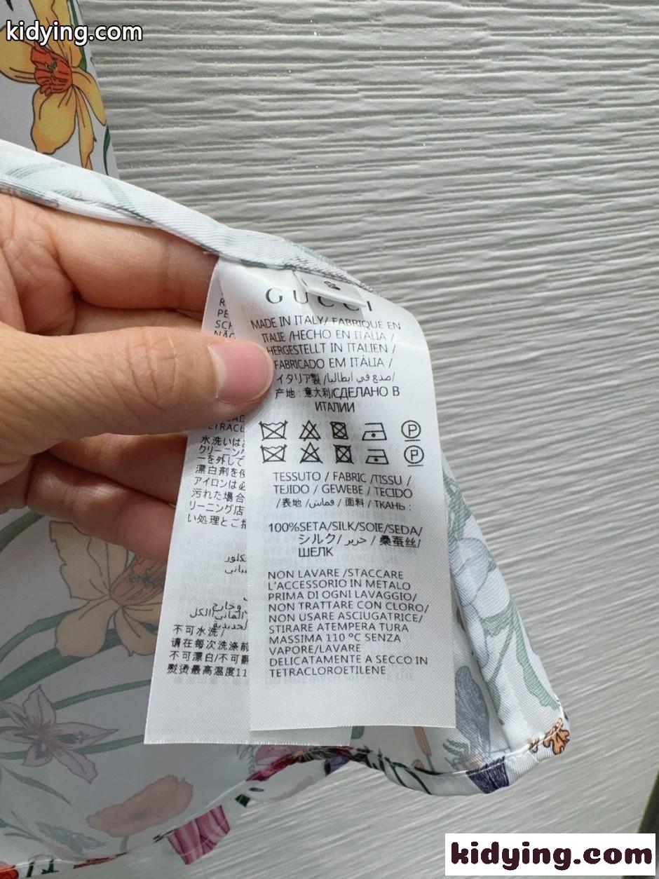 リボン付き フローラル プリント シルクツイル シャツ グッチ スーパーコピー トップス-3