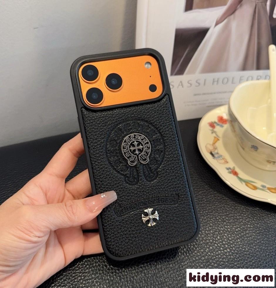 クロムハーツ 携帯ケース 偽物 クロスモチーフ レザー iPhoneケース-1