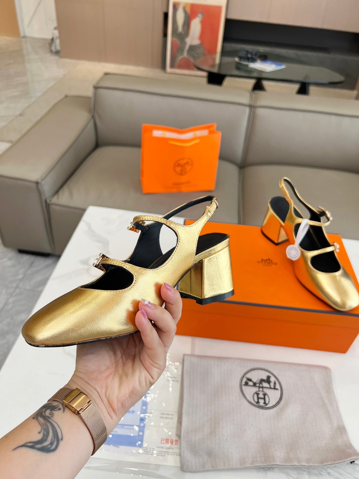 上品 お洒落 ジャッキー50パンプス エルメス パンプス コピー ゴールド-0