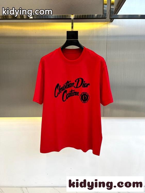 定番 着回し ロゴ入り 半袖Tシャツ クリスチャン・ディオール Tシャツ コピー クルーネック レッド-0