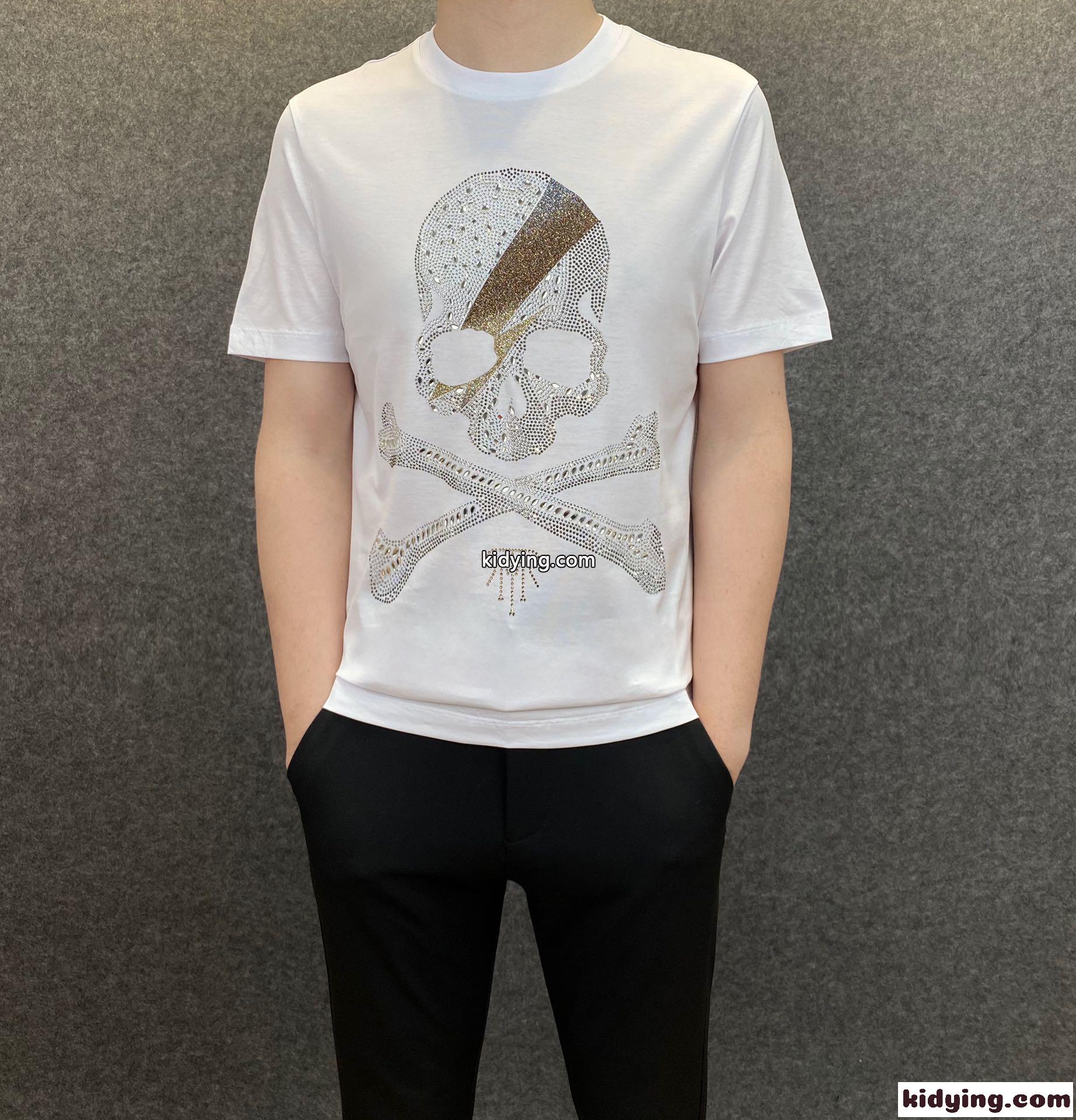 3色 快適 柔らかい 通気性 カジュアル クールネック フィリッププレイン コピー メンズ トップス 半袖Tシャツ-4