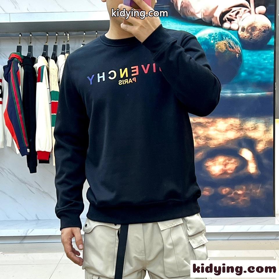 シンプル グラデーションロゴ ジバンシィ Tシャツ コピー クルーネック スウェットシャツ ブラック-2