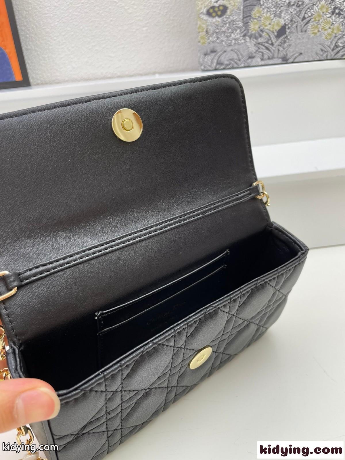 LADY DIOR フォンポーチ クリスチャン・ディオール バッグ コピー レディース チェーンバッグ ブラック-4